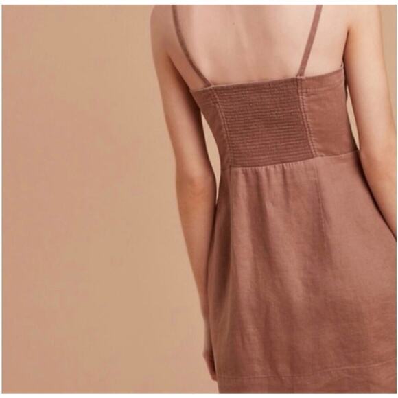 Aritzia Wilfred Ducharme Linen Mini Dress Women's 2 Tan Button Front Lightweight - Picture 9 of 9